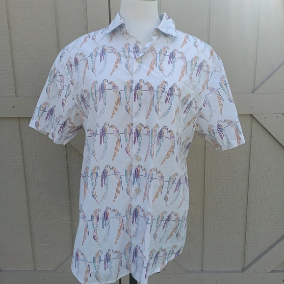 Tommy Bahama Hawaiian Camp Shirt Size Medium Short Sleeve Parrot Multicolor - Picture 1 of 6